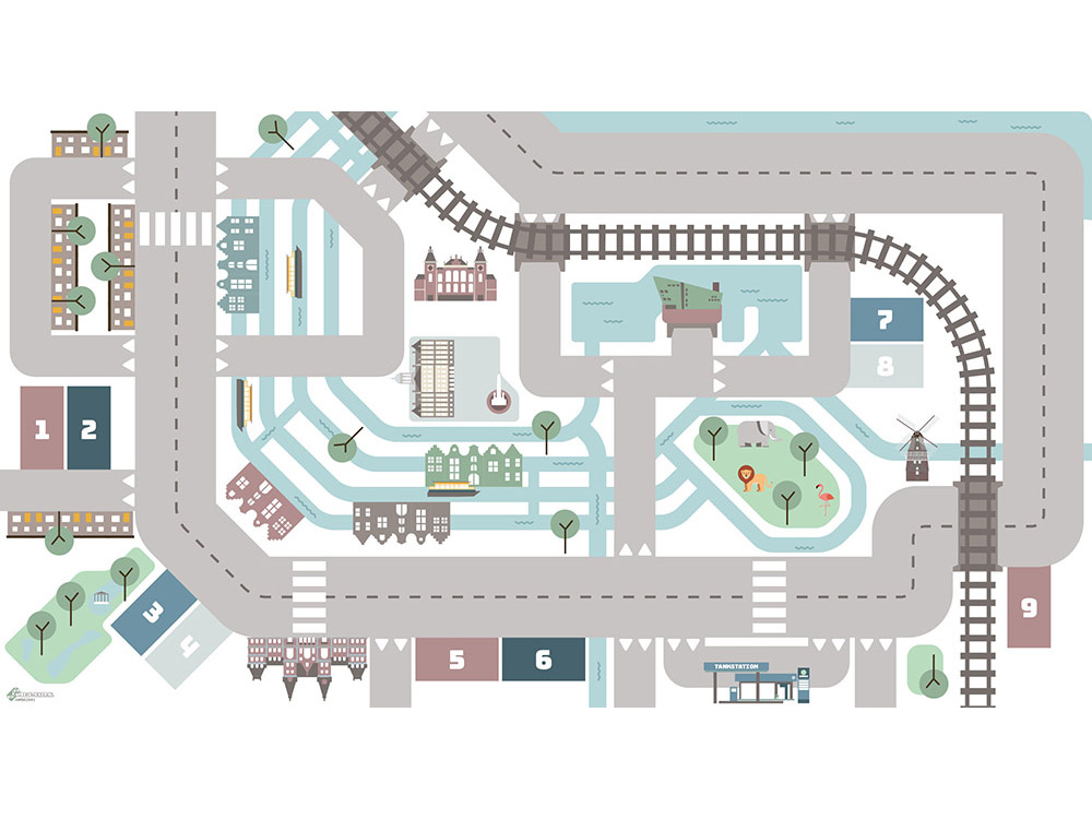 Speelkleed sticker bovenaanzicht Amsterdam